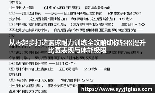 从零起步打造篮球耐力训练全攻略助你轻松提升比赛表现与体能极限
